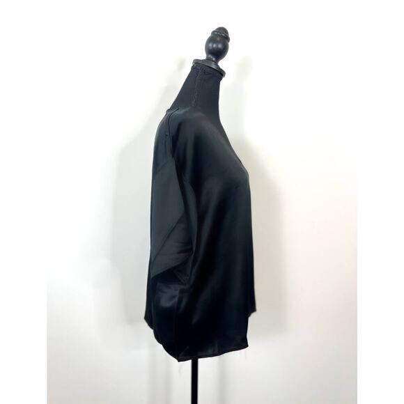 By Malene Birger Pilavis Blouse in Black Size 32 Satin Short Sleeve Scoop Neck - Picture 3 of 5